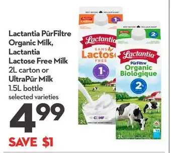 Longo's Lactantia pūrfiltre organic milk, lactantia lactose free milk 2l carton or ultrapūr milk 1.5l bottle offer