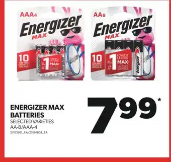 Real Canadian Superstore Energizer max batteries, aa-8/aaa-4 offer