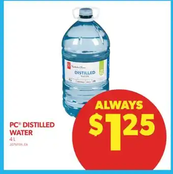 Real Canadian Superstore Pc distilled water, 4 l offer