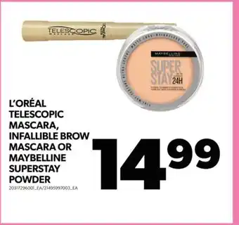 Real Canadian Superstore L'oréal telescopic mascara, infallible brow mascara or maybelline superstay powder offer