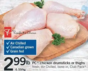Fortinos Pc chicken drumsticks or thighs offer