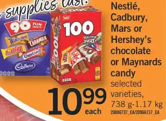 Fortinos Hershey's cadbury, mars or hershey's chocolate or maynards candy offer