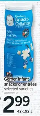 Fortinos Gerber infant snacks or entrées, 42-192 g offer