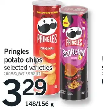 Fortinos Pringles potato chips, 148/156 g offer