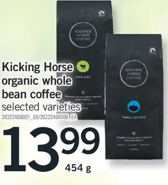 Fortinos Kicking horse organic whole bean coffee, 454 g offer