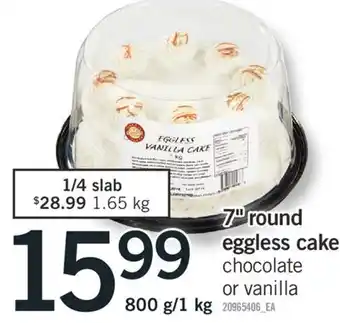 Fortinos 7 round eggless cake, 800 g/1 kg offer