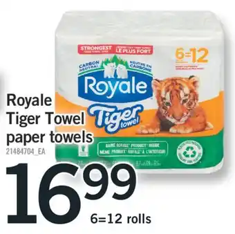 Fortinos Royale tiger towel paper towels, 6=12 rolls offer