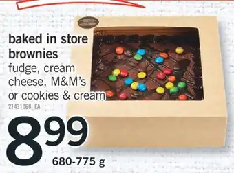 Fortinos Baked in store brownies 680-775 g offer