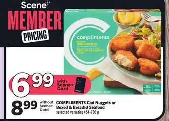 Foodland Compliments cod nuggets or boxed & breaded seafood offer