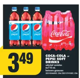 No Frills Coca-cola or pepsi soft drinks, 6x710 ml offer