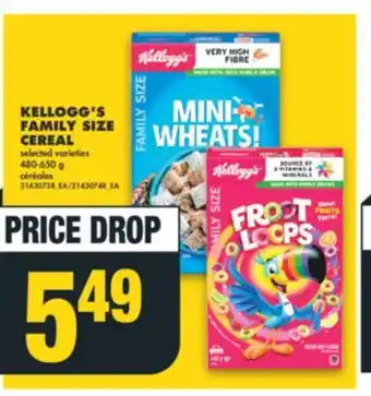 No Frills Kellogg's family size cereal, 480-650 g offer