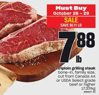 Independent Grocer Striploin grilling steak offer