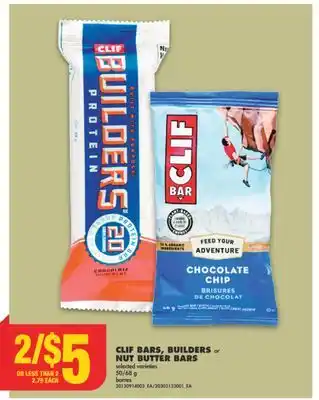 No Frills Clif bars, builders or nut butter bars, 50/68 g offer