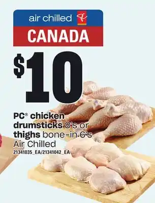 Independent Grocer Pc chicken drumsticks, 8's or thighs bone-in, 6's offer