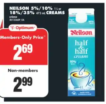 No Frills Neilson 5%/10%, 1 l or 18%/35%, 473 ml creams offer