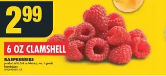No Frills Raspberries, 6 oz clamshell offer