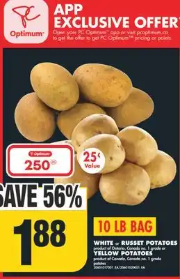 No Frills White or russet potatoes or yellow potatoes, 10 lb bag offer