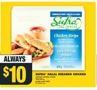 No Frills Sufra halal breaded chicken, 568-840 g offer