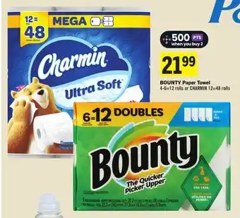 Foodland Bounty paper towel 4-6 = 12 rolls or charmin 12 = 48 rolls offer