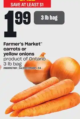 Independent Grocer Farmer's market carrots or yellow onions, 3 lb bag offer