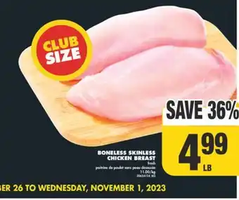 No Frills Boneless skinless chicken breast offer