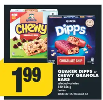 No Frills Quaker dipps or chewy granola bars, 120-156 g offer
