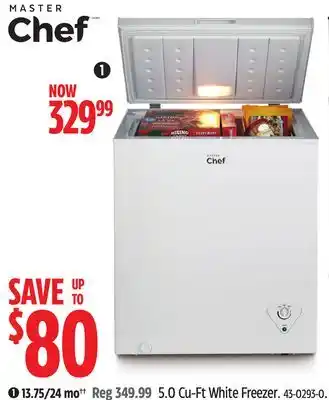 Canadian Tire Master chef 5.0 cu-ft white freezer offer
