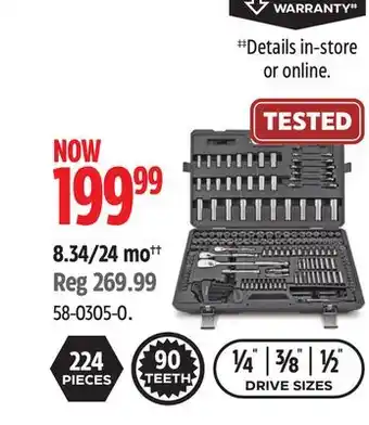 Canadian Tire Maximum professional grade socket set, 224-pc, crv, nickel-chrome plating offer