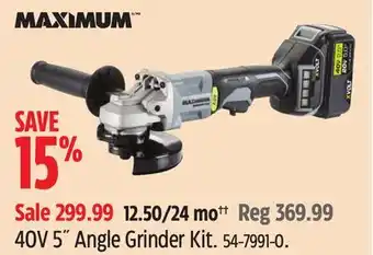 Canadian Tire Maximum 40v 5 angle grinder kit offer