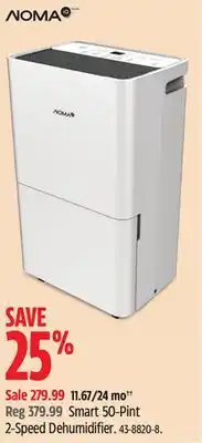 Canadian Tire Noma iq smart 50-pint 2-speed dehumidifier offer