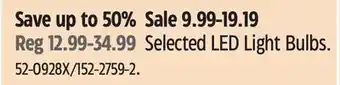 Canadian Tire Selected noma led light bulbs offer