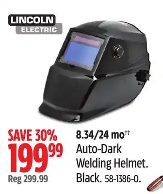 Canadian Tire Lincoln electric auto-dark welding helmet black offer