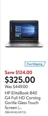 Walmart Hp elitebook 840 g4 full hd corning gorilla glass touch screen | core i5-7300u 2.4ghz up to 3.9ghz | 16gb ram 256gb ssd | web offer