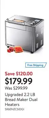 Walmart Upgraded 2.2 lb bread maker dual heaters offer
