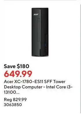 Staples Acer xc-1780-es11 sff tower desktop computer - intel core i3-13100 - 512gb ssd - 8gb ram - windows 11 offer