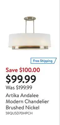 Walmart Artika andalee modern chandelier brushed nickel offer