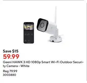 Staples Geeni hawk 3 hd 1080p smart wi-fi outdoor security camera - white offer