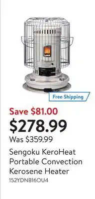 Walmart Sengoku keroheat portable convection kerosene heater offer