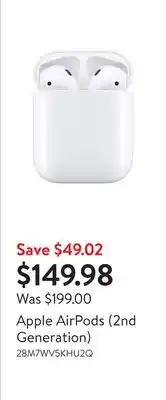 Walmart Apple airpods (2nd generation) offer