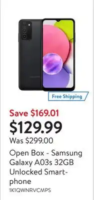 Walmart Open box - samsung galaxy a03s 32gb unlocked smartphone offer