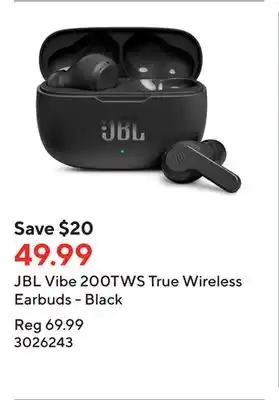 Staples Jbl vibe 200tws true wireless earbuds - black offer