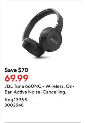 Staples Jbl tune 660nc - wireless, on-ear, active noise-cancelling headphones - black offer