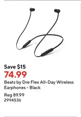 Staples Beats by dre flex all-day wireless earphones - black offer