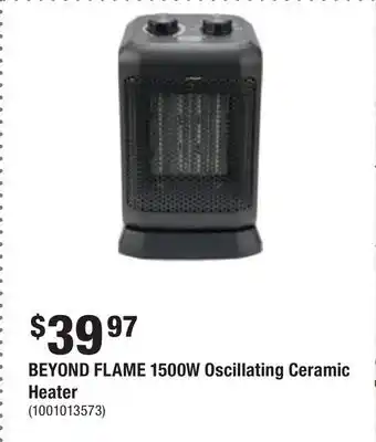 Home Depot Beyond flame 1500w oscillating ceramic heater offer