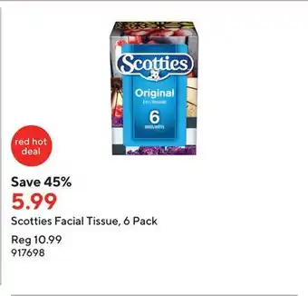 Staples Scotties facial tissue, 6 pack offer