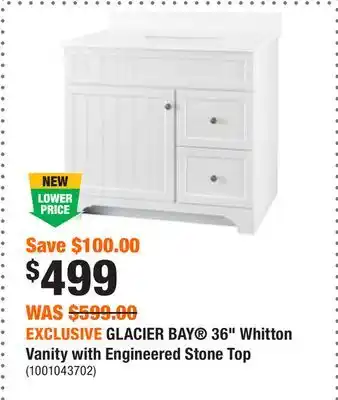 Home Depot Exclusive glacier bay 36 whitton vanity with engineered stone top offer
