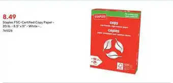 Staples Staples fsc-certified copy paper - 20 lb. - 8.5 x 11 - white - 500 sheets offer