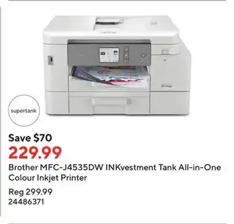 Staples Brother mfc-j4535dw inkvestment tank all-in-one colour inkjet printer offer