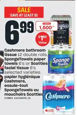 Valu-mart Papier hygiénique cashmere, essuie-tout spongetowels ou mouchoirs scotties offer