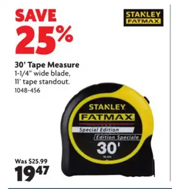 Home Hardware 30' tape measure offer